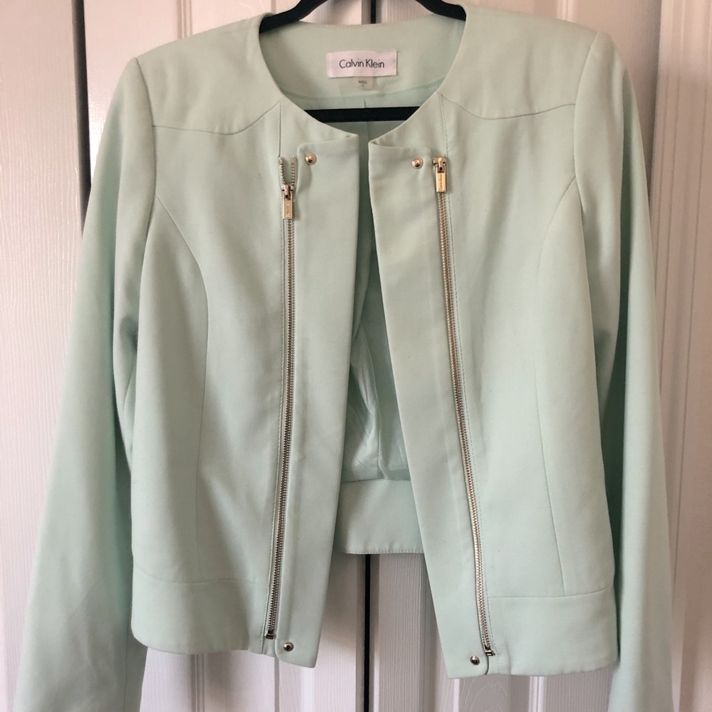 Seafoam/mint Calvin Klein Zipper Blazer